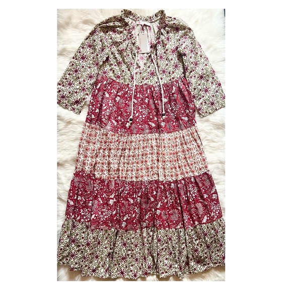 New! ANTHROPOLOGIE Ro’s Garden Tiered Stitched Ruffle Maxi Dress - Picture 5 of 12